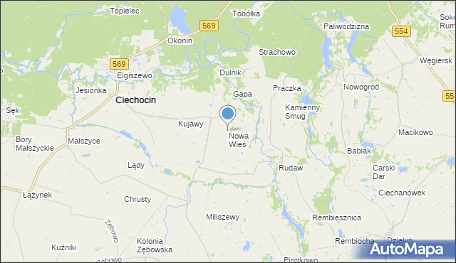 mapa Nowa Wieś, Nowa Wieś gmina Ciechocin na mapie Targeo